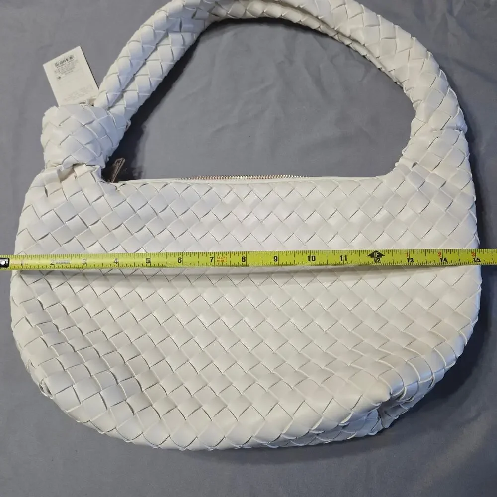 A New Day White Woven Slouchy Shoulder Bag Knotted Hobo